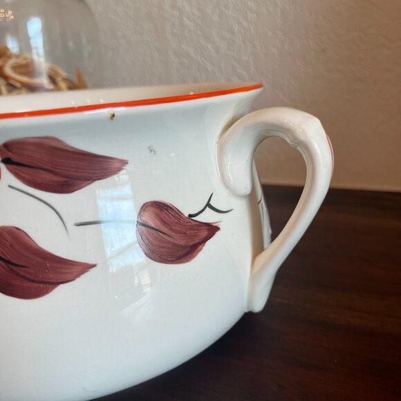 Vintage Planter Chamber Pot w/ Handle Floral Boho Retro Cottagecore Hand Painted - Picture 4 of 8